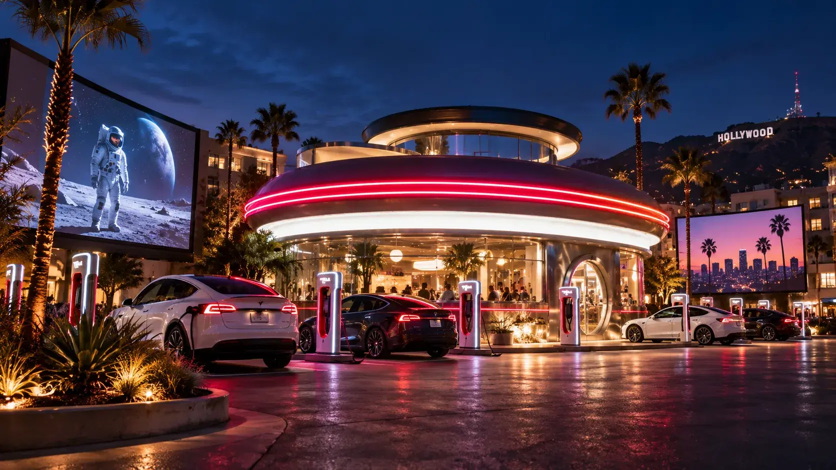 Tesla Diner in Hollywood: Eat, Charge and Catch a Movie in One Stop